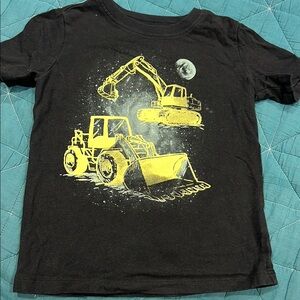 Black T-Shirt with Yellow Construction Print